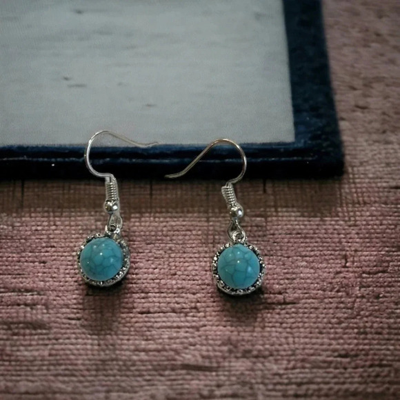 Turquoise Stone Boho Earrings - Picture 6 of 6